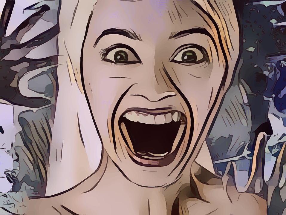 woman screaming in fright